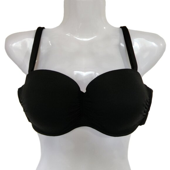 Turquoise Couture Black Adjustable Bikini Top D Cup - Picture 1 of 5